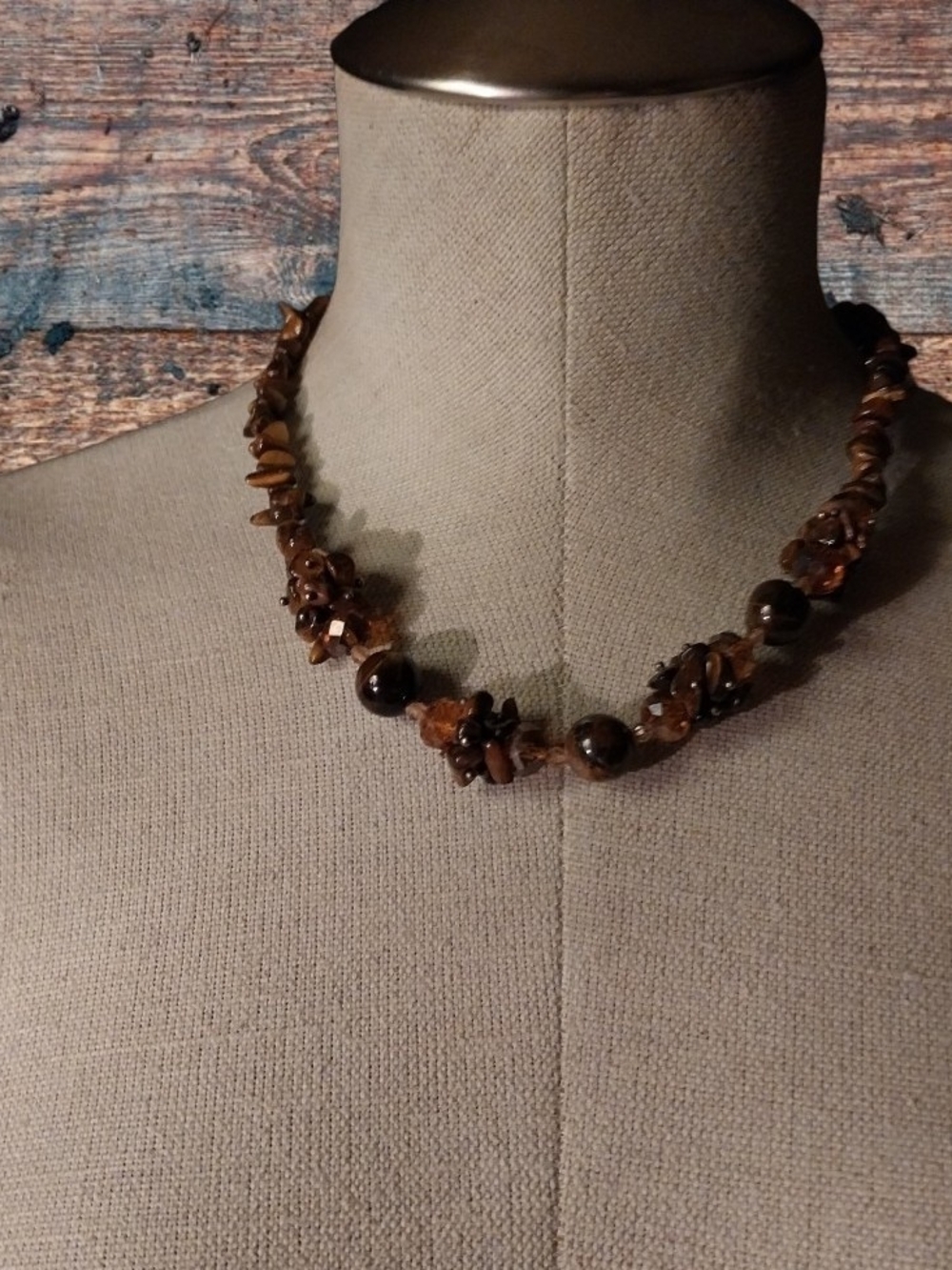 Vintage  Beaded Gemstone Necklace -